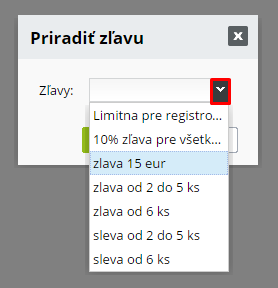 vybrať zľavu
