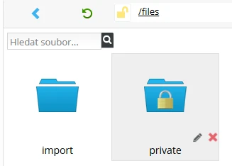 Správa súborov v e-shope: adresár private pre súkromný obsah.