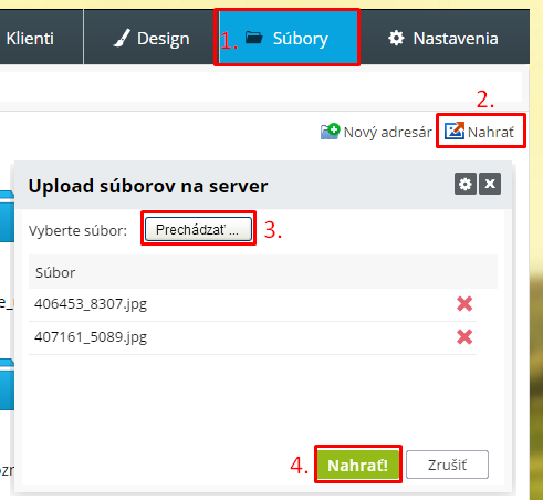 Pridávanie súborov na server