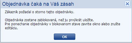 storno objednávky - hlásenie v administrácii