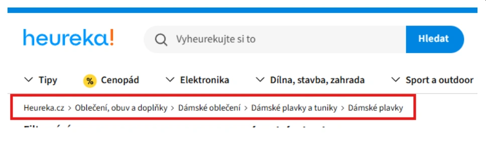 cesta ku kategórii na Heureke