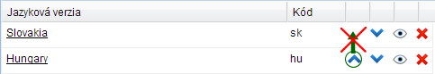 Hlavnú jazykovú verziu nepresúvajte pomocou modrých šípok