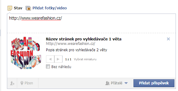 SEO pri vložení URL adresy na Facebook