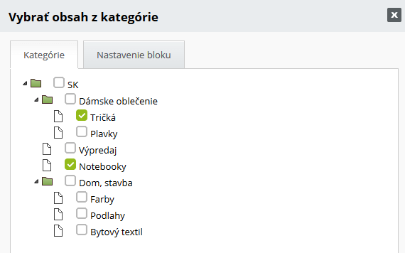 Obsah kategórie