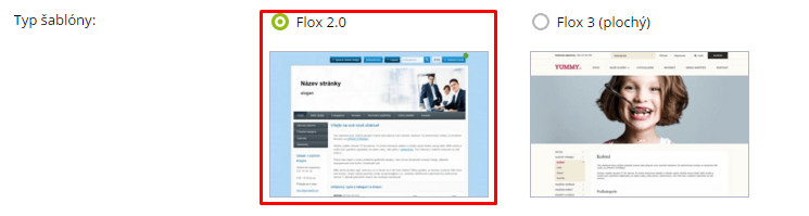 Výber šablóny Flox 2.0