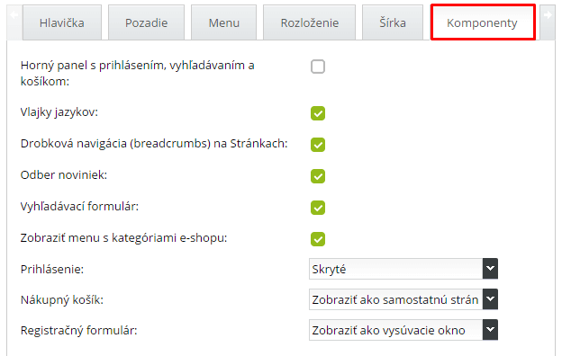 Aktivacia web komponentov