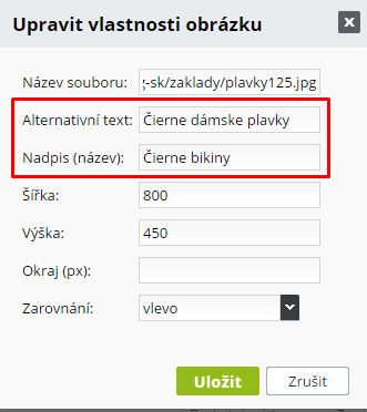 Uprava SEO vlastnosti obrazka