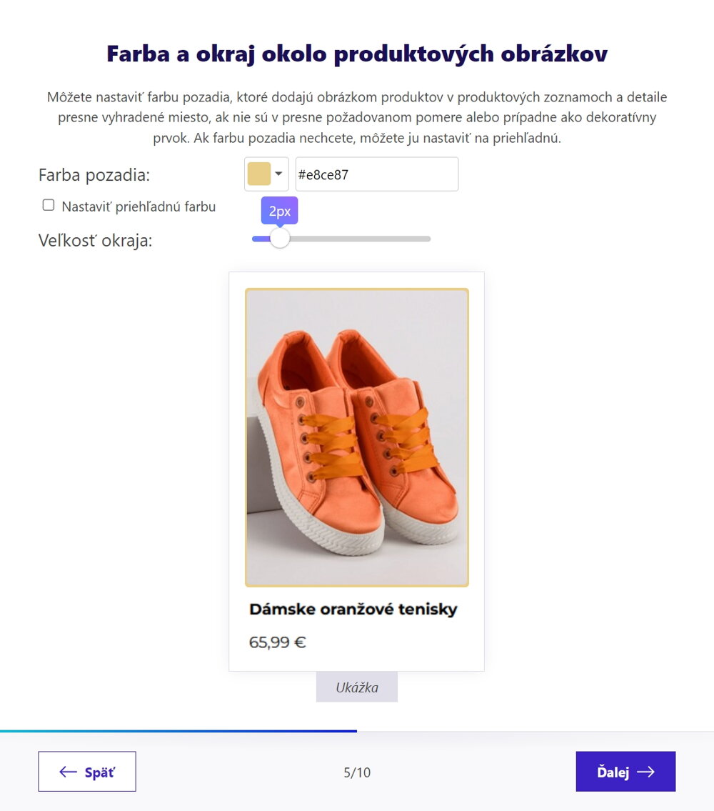 Farba a okraj produktových obrázkov - eshop template Paris od BiznisWeb.sk