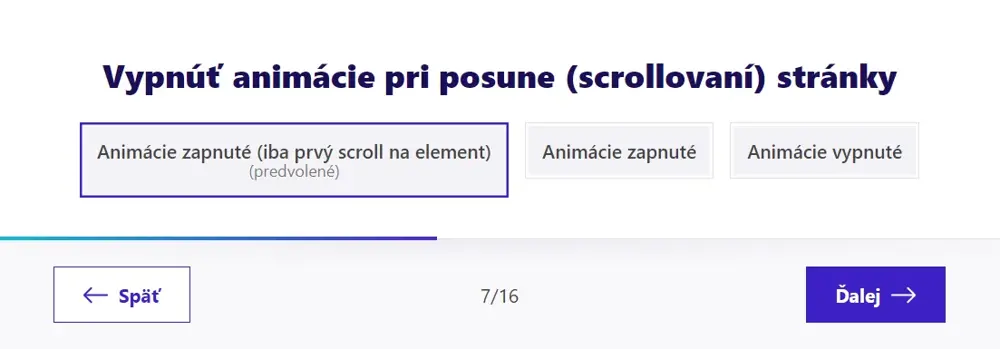 Vypnutie animácií v designe e-shopu