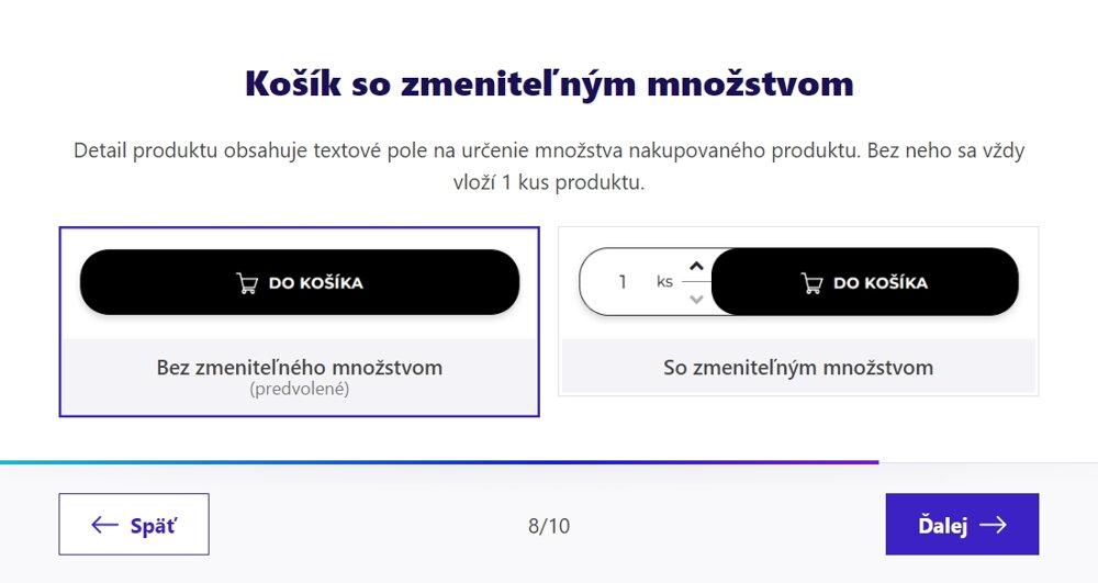 Košík so zmeniteľným množstvom - template konfigurator od BiznisWeb.sk