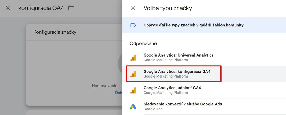 Konfigurácia GA4 v Google Tag Manager