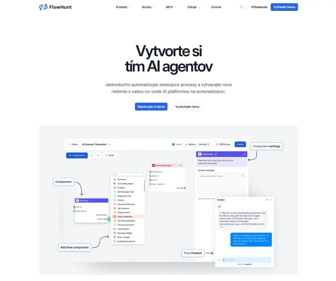 FlowHunt: vytvorte si team AI agentov