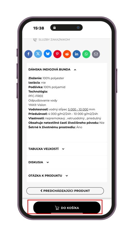 Nákupná lišta - mobilná verzia e-shopu