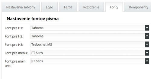 Nastavenie fontov v šablóne Verona