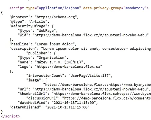 JSON-LD Ukážka štruktúrovaných dát