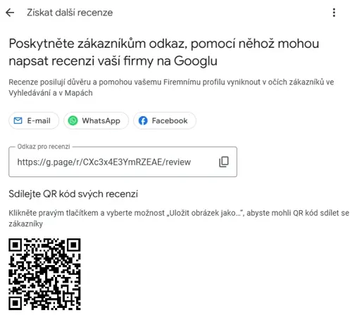 Ako získať recenzie pre Google Firemny profil - názorná ukážka na profile  - BiznisWeb s.r.o.