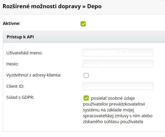API pre Depo.sk v BiznisWeb.sk