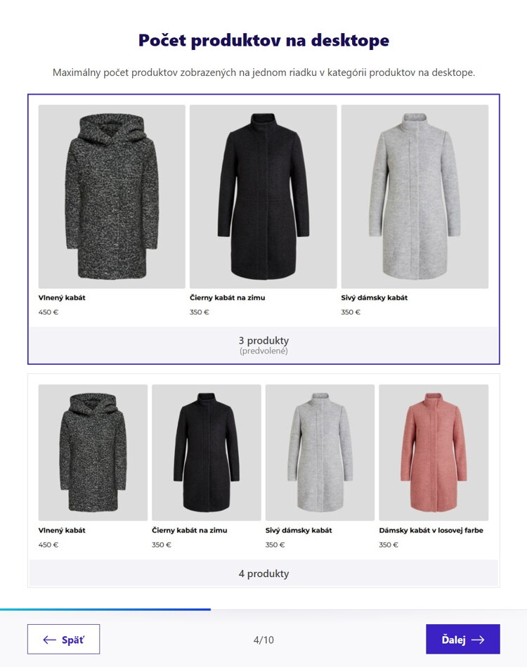 Ukážka zobrazenia produktov v e-shope - šablóna Paris od BiznisWeb.sk