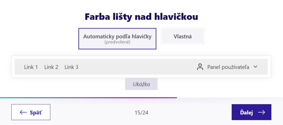 Farba lišty nad hlavičkou