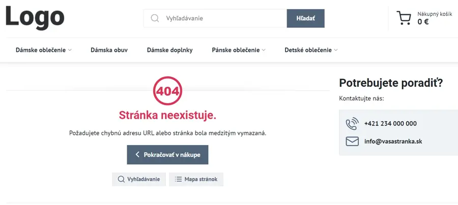 Automaticky generované štruktúrované dáta do oblasti Ponuka asistencie, či na stránku 404