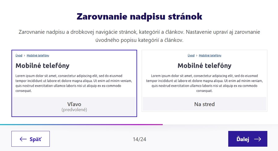 Zarovnanie nadpisov na stred, platí aj pre rázcestníky v kategóriách