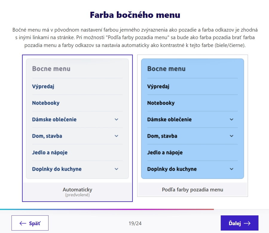 Farba bočného menu