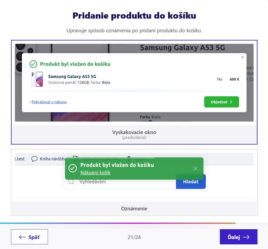 Pridanie produktu do košíka