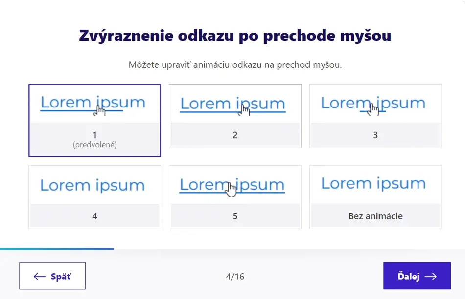 Animácie v šablóne Barcelona od BiznisWebu - Zvýraznenie odkazu po prechode myšou