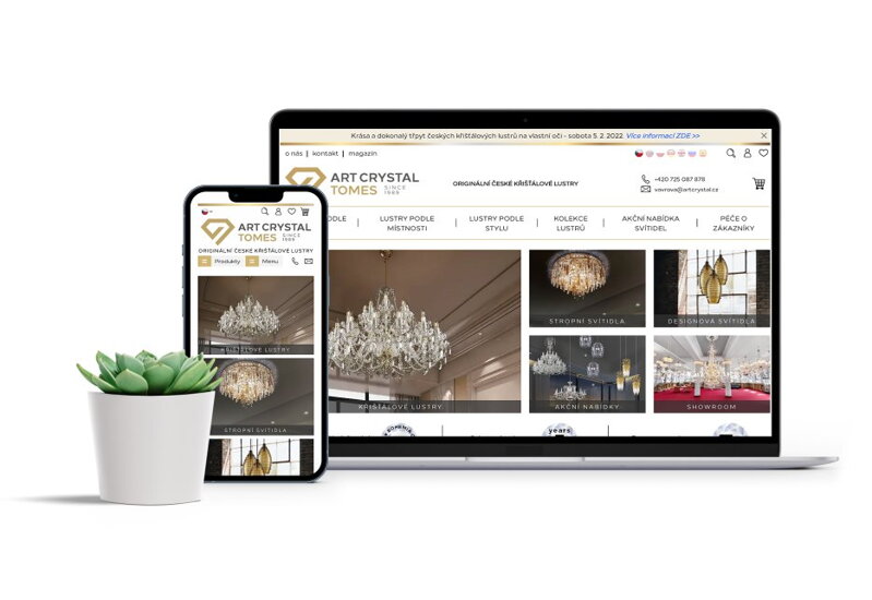 Krabicové riešenie e-shopu od BiznisWeb.sk ponúka možnosť vytvoriť e-shop aj vo viacerých jazykoch a aj s vlastným designom. Ukážka eshopu: Artcrystal.