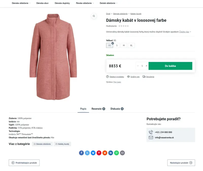 Produktová stránka bez bočného stĺpca