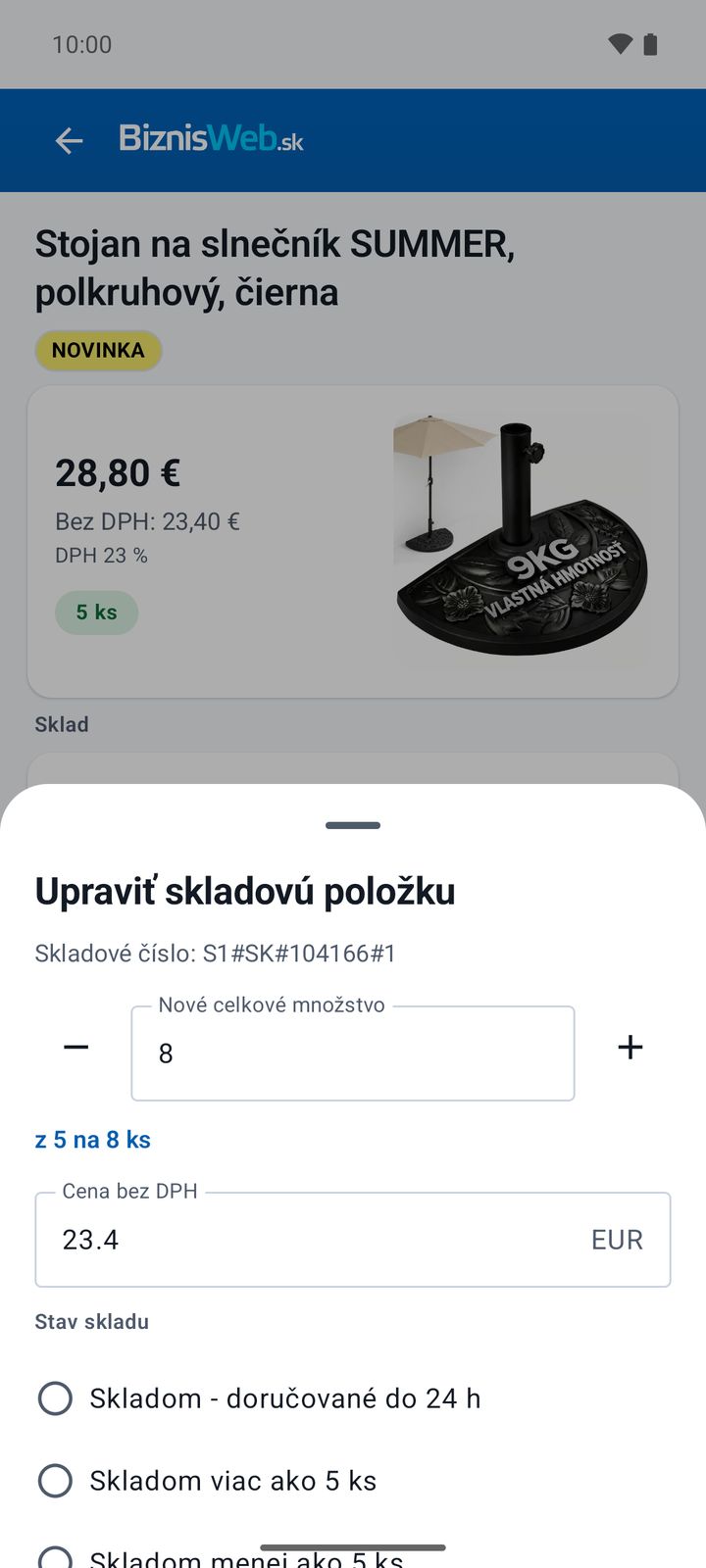 Úprava skladovej položky hneď po naskenovaní EAN