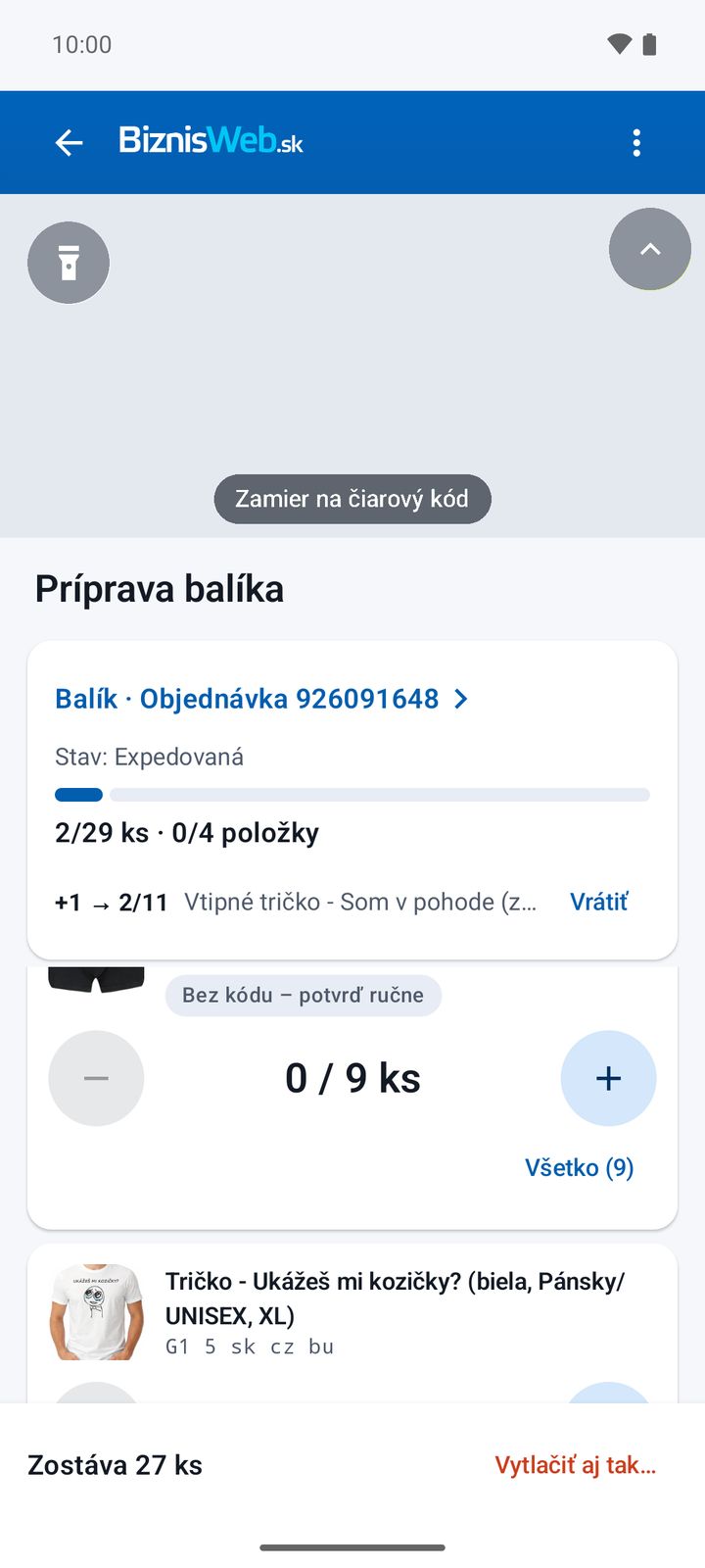 Príprava balíka s kamerou (náhľad kamery nahradený neutrálnou plochou)