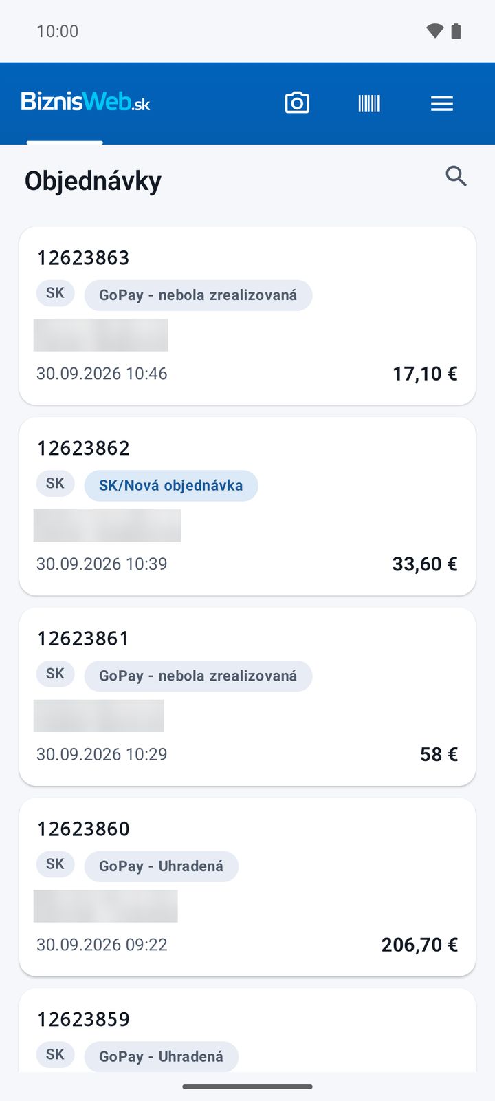 Zoznam objednávok s jazykovou verziou a stavom
