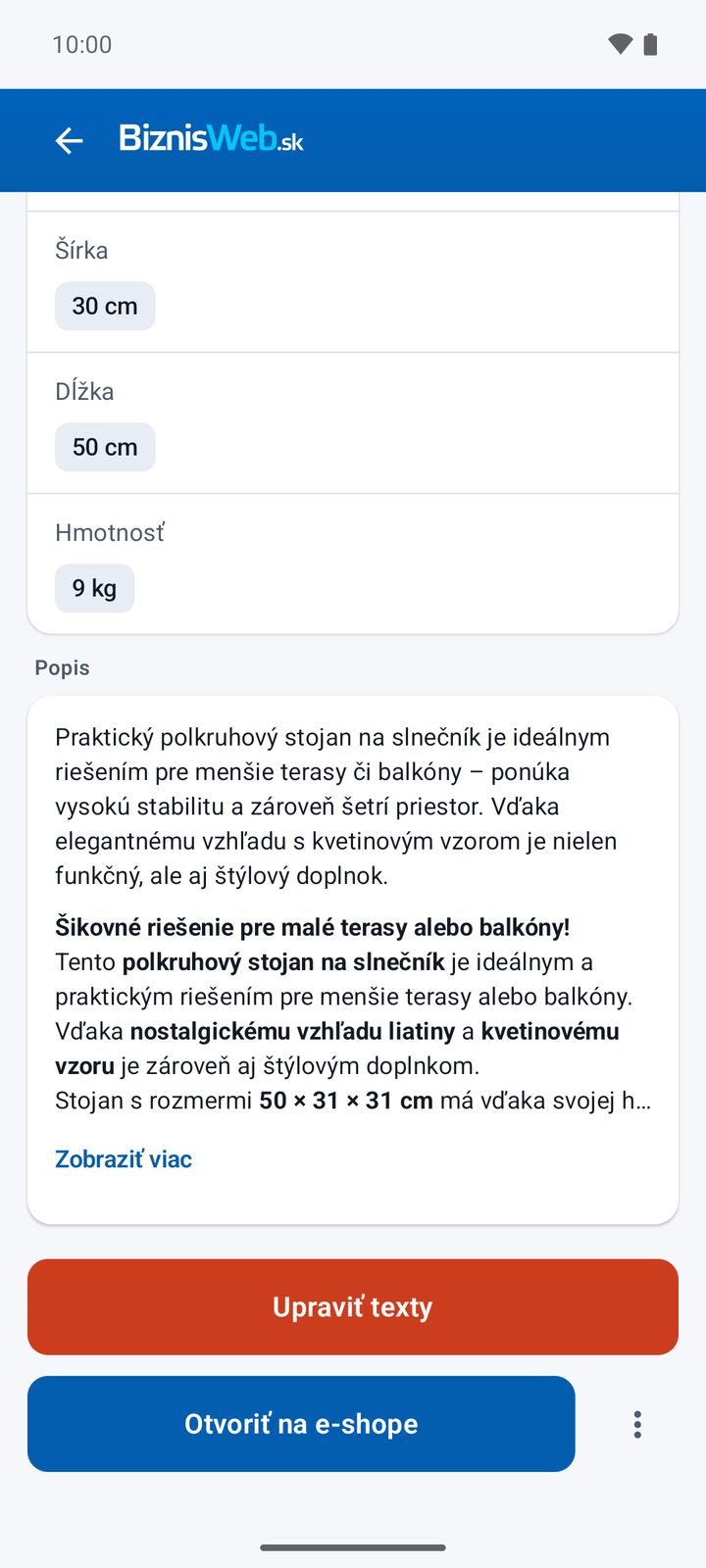 Popis, úprava textov a otvorenie na e-shope