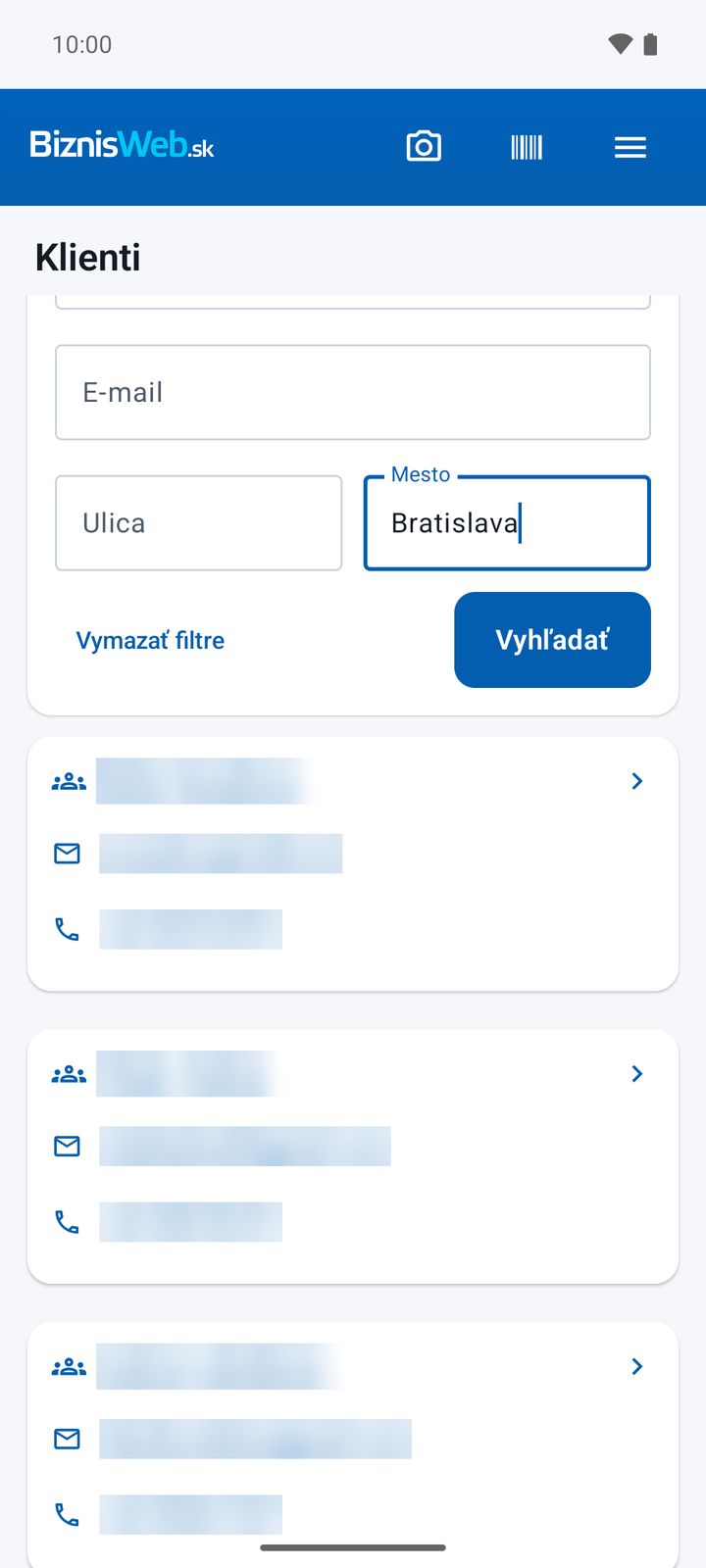 Vyhľadávanie klientov