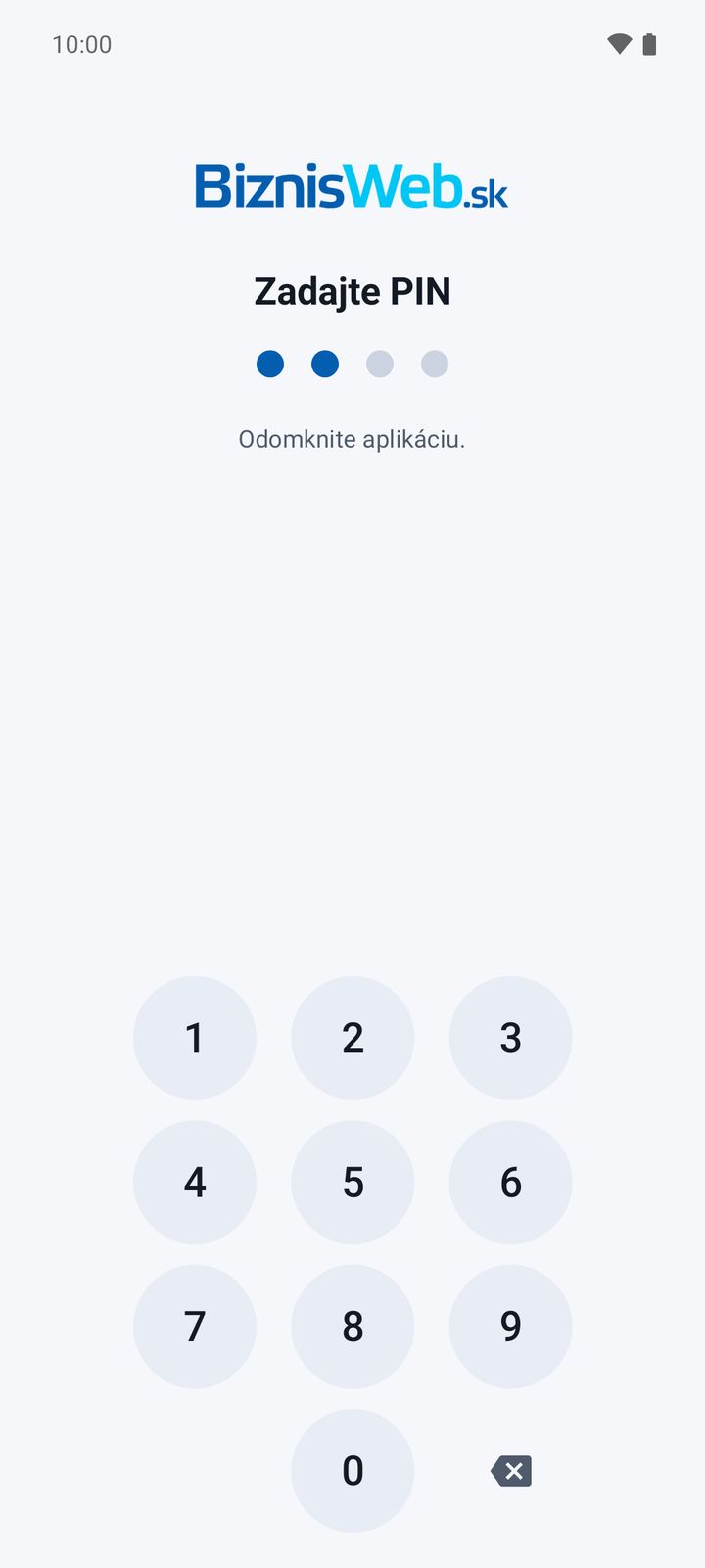 Odomknutie aplikácie PIN-om alebo biometriou